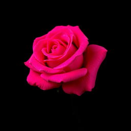 A vibrant intense pink rose elegantly placed against a dark background, showcasing the delicate petals with intricate details and rich textures
