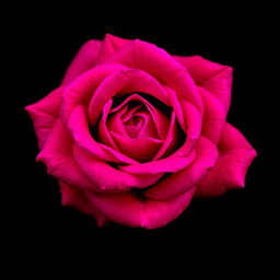 A vibrant intense pink rose elegantly placed against a dark background, showcasing the delicate petals with intricate details and rich textures