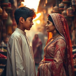 A poignant scene capturing the love story of a poor young Arab boy who falls in love with a wealthy Arab girl