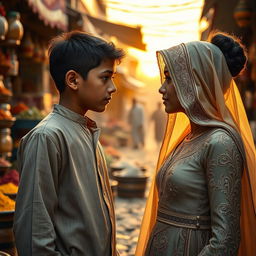 A poignant scene capturing the love story of a poor young Arab boy who falls in love with a wealthy Arab girl