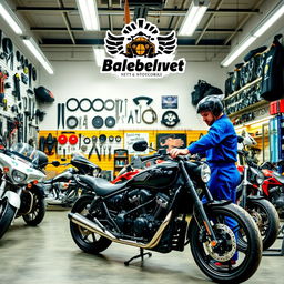 A vibrant Facebook cover photo for a motorcycle repair shop named "Balebaleworks