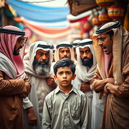 A dramatic scene featuring an angry Arab family shouting at a young man