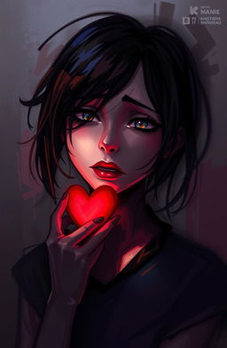 A digital painting of an abstract shadow art representation of a female character