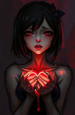 A digital painting of an abstract shadow art representation of a female character