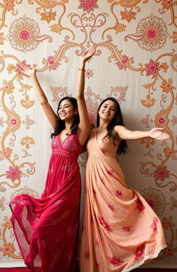 A beautifully detailed background featuring embroidered patterns, intricate and elegant designs
