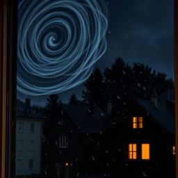 A captivating scene of a window reflecting a rainy night