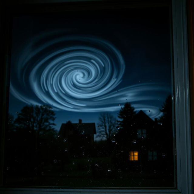 A captivating scene of a window reflecting a rainy night