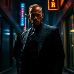 An intense cinematic scene featuring Jason Statham as a hitman