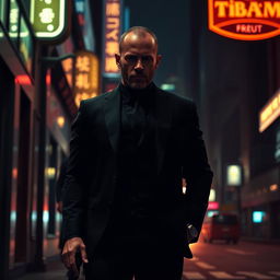 An intense cinematic scene featuring Jason Statham as a hitman