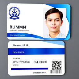 An ID card design specifically for a government-owned enterprise (BUMN) in Indonesia, featuring a sleek and modern layout