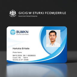 An ID card design specifically for a government-owned enterprise (BUMN) in Indonesia, featuring a sleek and modern layout