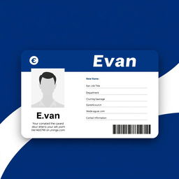 An ID card design featuring the name 'Evan' prominently displayed