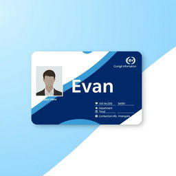 An ID card design featuring the name 'Evan' prominently displayed