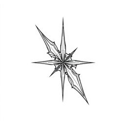 A sharp line design with jagged edges and intricate details, set against a plain white background