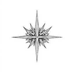 A sharp line design with jagged edges and intricate details, set against a plain white background