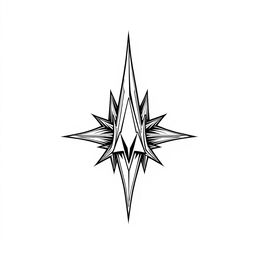 A sharp line design with jagged edges and intricate details, set against a plain white background
