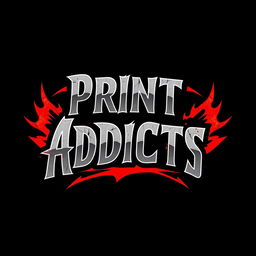 A bold and edgy logo design for a hard rock band named 'Print Addicts'