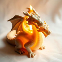 A beautifully crafted candle shaped like a dragon, with intricate details and a warm glow coming from its body