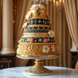 A luxurious and extravagant cake display featuring the world's most expensive cake