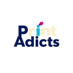 A modern and sleek logo design for a graphic design studio named 'Print Addicts'