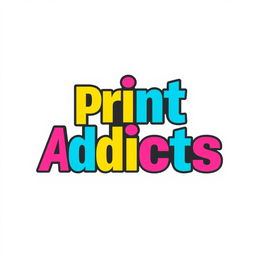 A modern and sleek logo design for a graphic design studio named 'Print Addicts'
