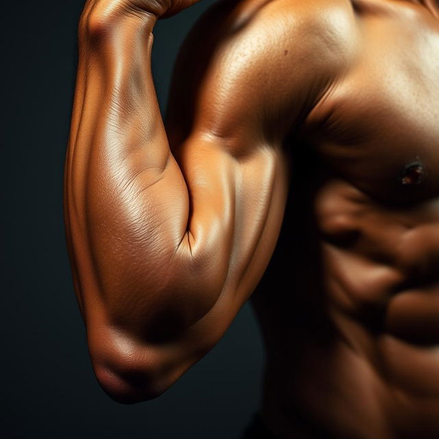 A close-up photograph of muscular arms showcasing prominent veins, emphasizing the vascularity and strength of the muscles