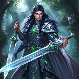 An intricate fantasy character design featuring a mystical warrior named Narmid