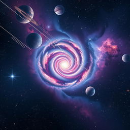 A stunning view of a vast universe filled with colorful galaxies, twinkling stars, and shimmering nebulae