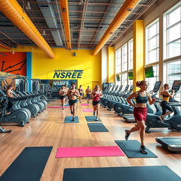 A vibrant gym interior filled with high-end workout equipment