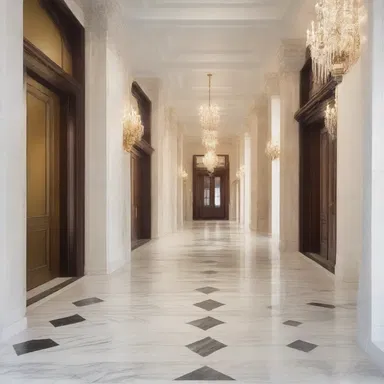 The architect recommended simonizing the marble floors in the grand entrance of the building.