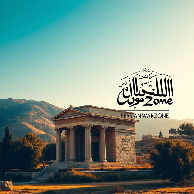 A beautiful and majestic image capturing the tomb of Cyrus the Great in Iran, showcasing its ancient architecture and surrounding landscape