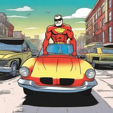 In the comic book, the superhero simonizes his car to make it look brand new again.