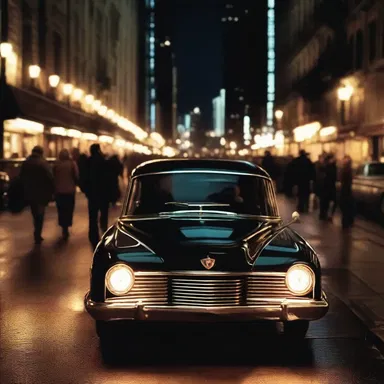 The car in the movie was simonized to perfection, reflecting the glimmering city lights.