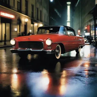 The car in the movie was simonized to perfection, reflecting the glimmering city lights.