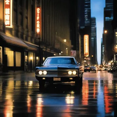 The car in the movie was simonized to perfection, reflecting the glimmering city lights.