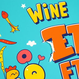 An upper right section of a vibrant poster featuring a visible bite effect that adds a playful touch without damaging any wording or elements, the poster should have a whimsical and colorful design with playful illustrations, eye-catching typography, and a sense of fun and creativity throughout the composition