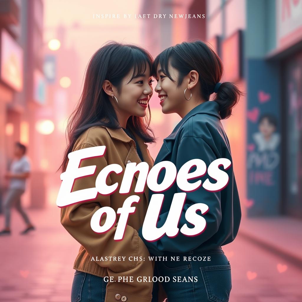 A visually striking song cover for a track titled "Echoes of Us", inspired by the K-pop group NewJeans