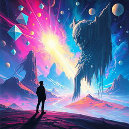 A conceptual painting depicting the harms of drugs in a beautifully surreal world, set in an incredible virtual space