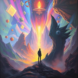 A conceptual painting depicting the harms of drugs in a beautifully surreal world, set in an incredible virtual space