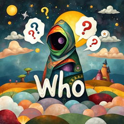 An artistic representation of the concept of 'Who' in a whimsical and abstract manner