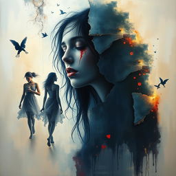 A hauntingly beautiful painting depicting the emotional turmoil caused by a bad friend