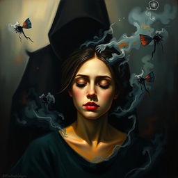 A poignant and mysterious painting capturing the essence of a bad friend and the emotional turmoil they cause