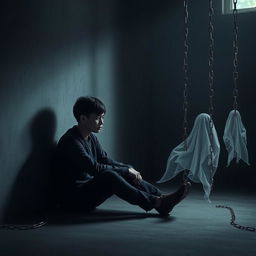 A poignant and mysterious scene depicting the profound emotional impact of a bad friend on an individual