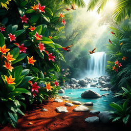 A vibrant, visually striking 4m x 4m canvas that captures the essence of a lush tropical jungle