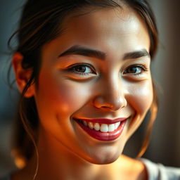 A beautifully enhanced photograph of a person's face with brightened facial features, a softly blurred background that adds depth, vibrant colors, and a high-quality finish that emphasizes the emotional expression of the subject