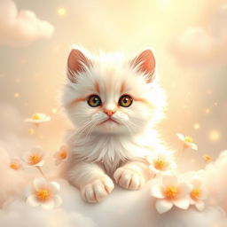 A beautiful, magical background featuring the soft and fluffy texture of a white and gold kitty