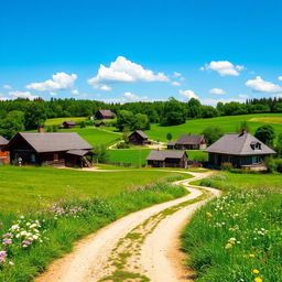A picturesque view of Ochodze in Poland, showcasing its charming rural landscape