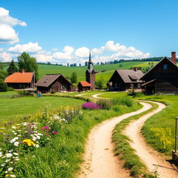 A picturesque view of Ochodze in Poland, showcasing its charming rural landscape