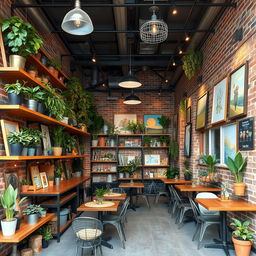 An outdoor coffee shop wall with a length of 20 meters and a height of 3 meters, featuring a rustic brick facade