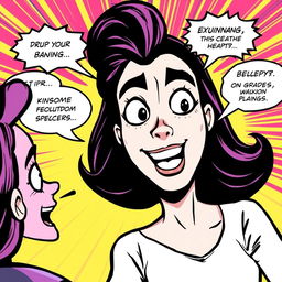 Transform the original image into a vibrant comic graphic style, featuring bold outlines and colorful flat shading